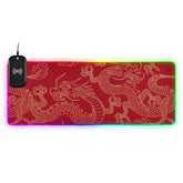 Chinese Dragon Wireless Charging Mouse Pad for Mobile Phone Extra Large Gaming Mousepad with 13 Lighting Modes Mouse Mat for Gaming MacBook Laptop Desk Home Office